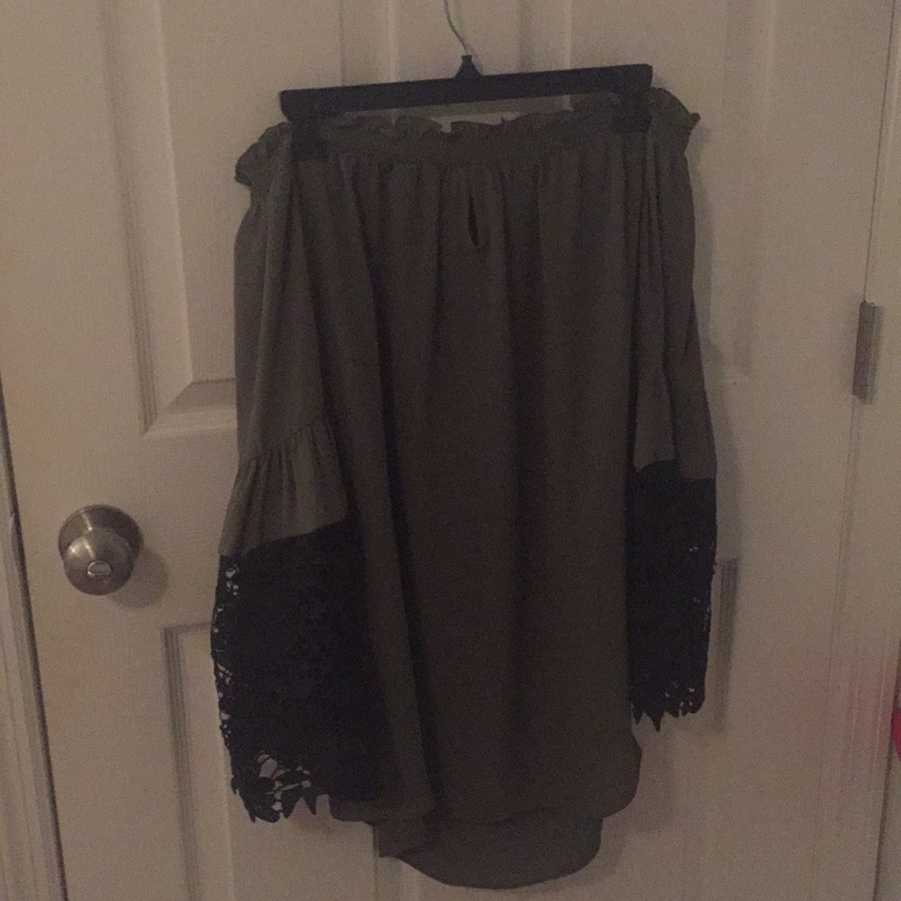 A midnight velvet off shoulder top